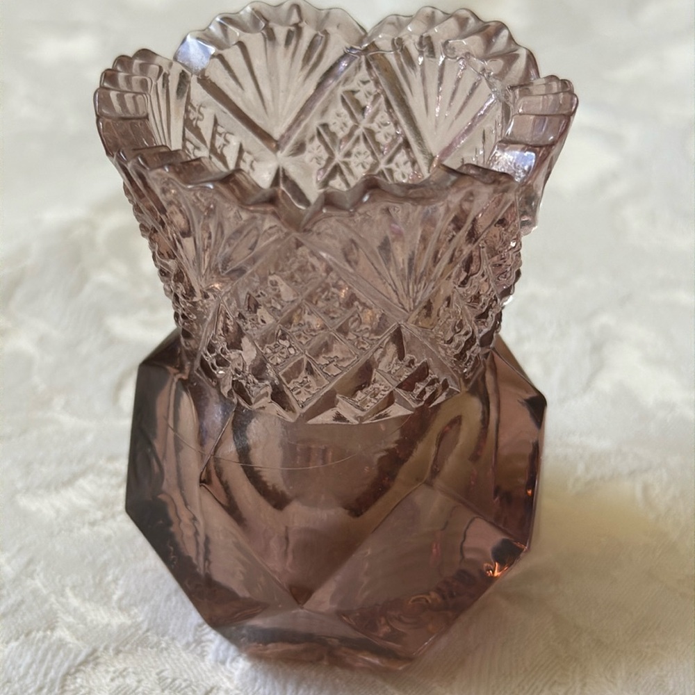 VTG Pressed colored Glass Collectible Toothpick holder mini vase